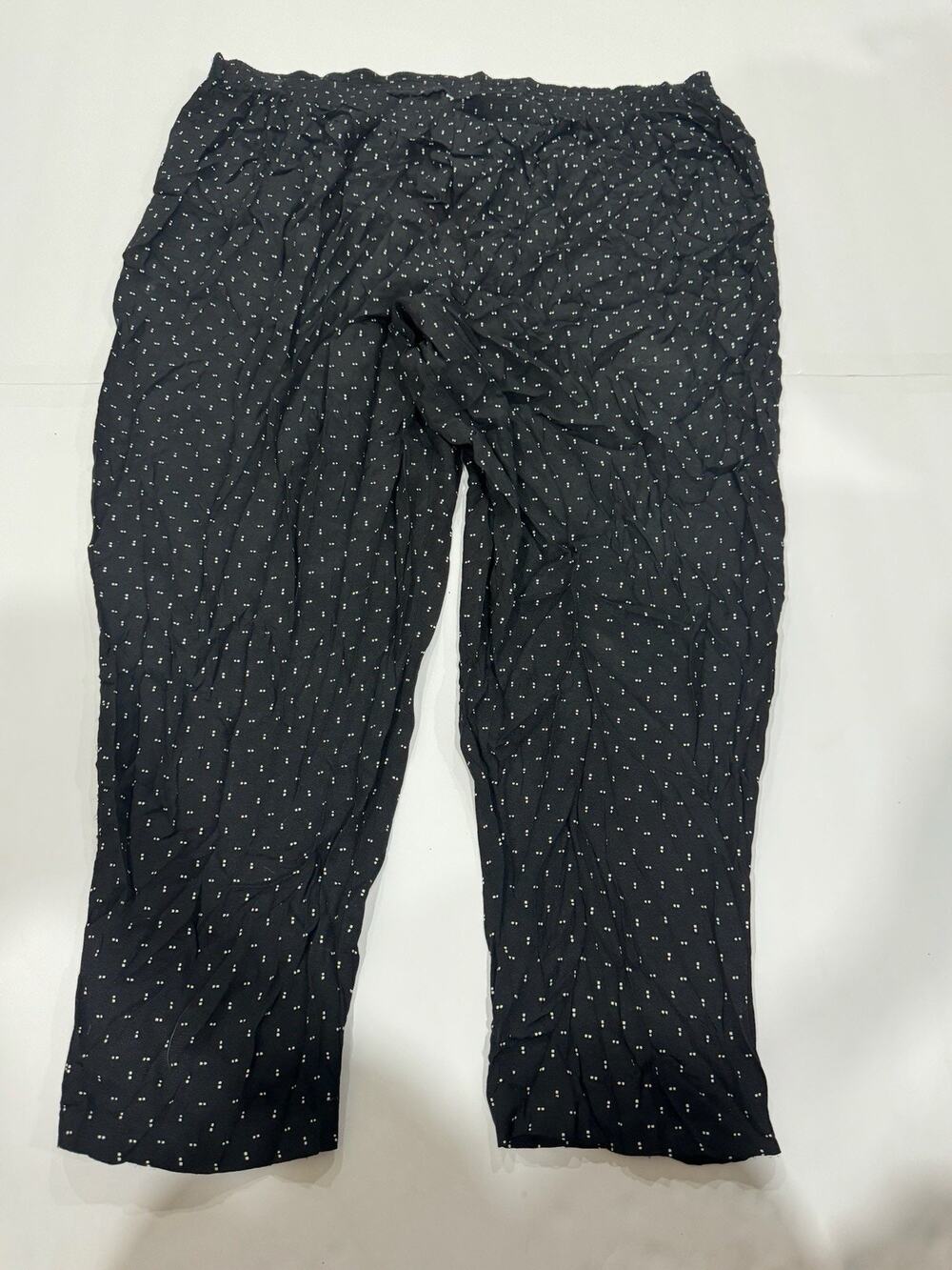 Basic Editions Womens 3XL Dark Wash Elastic Waist Pull On Cotton Pants Geometric